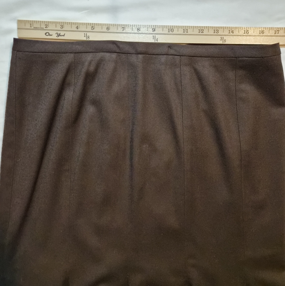 Vintage Brown Wool Blend Midi Skirt | Pleated Hem | Dark Academia | Size M - Picture 2 of 5